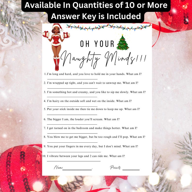 Adult Christmas Party Games | Holiday Party Games | Holiday Bachelorette Party | Christmas Girls Night | Printable Christmas Games | Dirty